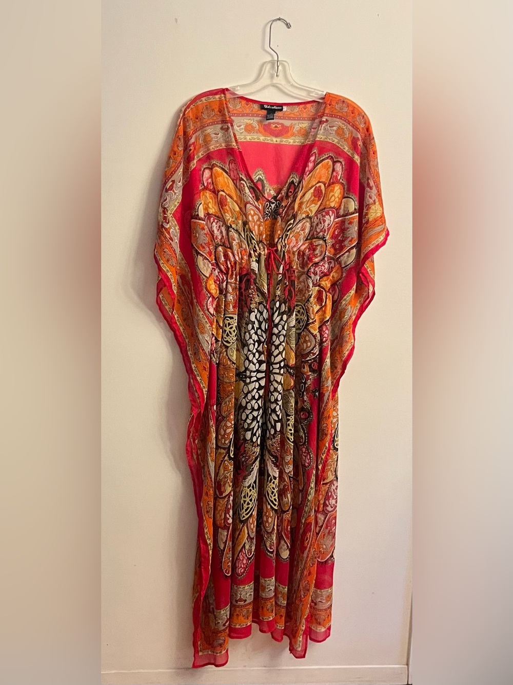 Boho Vibrant Butterfly Floral Caftan Maxi Dress / Beach Cover-Up - Picture 4 of 5